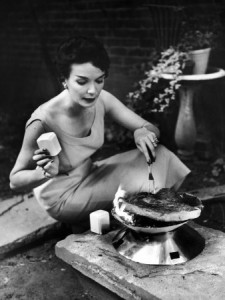Black and White Photo, Woman Cooking